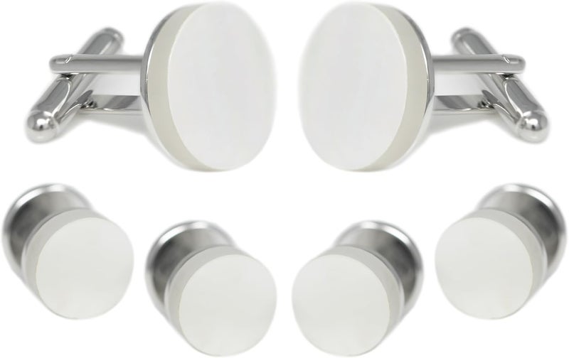 MENDEPOT Men Formal Wear Dress Shirt Cufflinks And Studs Set With Box Wedding Groom Groomsmen Gift - Image 1